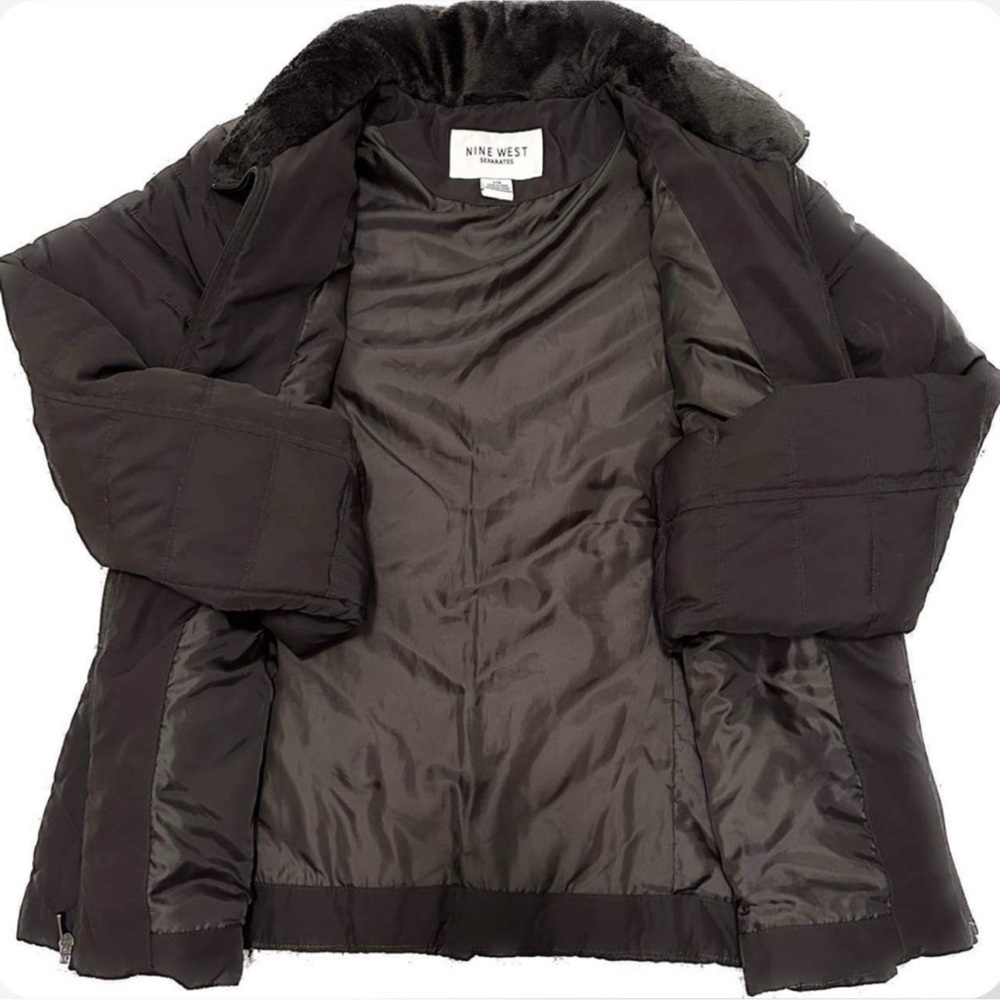 Nine West Brown Quilted Puffer Down Coat~Size - Picture 5 of 6